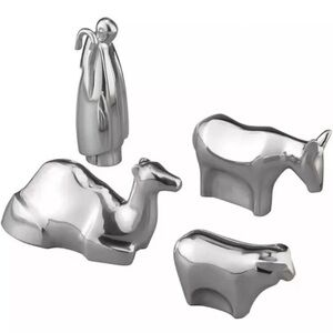 Nambe Holiday Nativity Shepherd & Animals Set - 6”  Rare New in Box MT0130